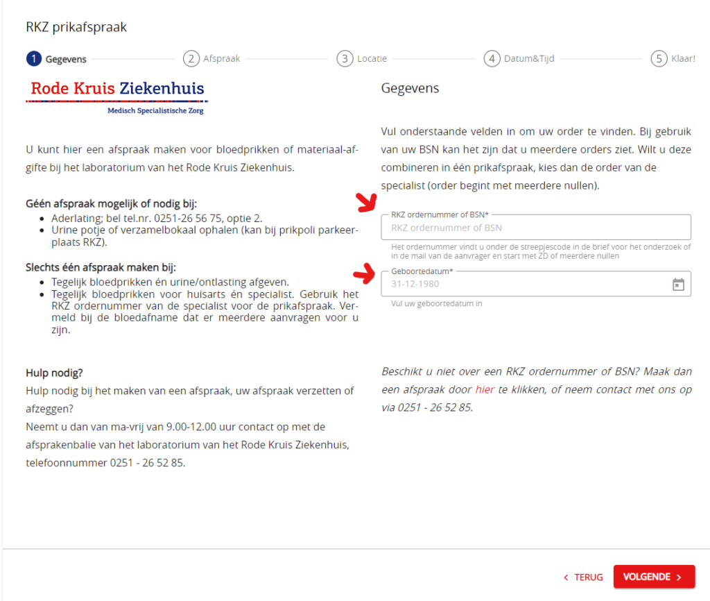Hoe maak ik een prikafspraak bij RKZ met een ordernummer? Helpdesk