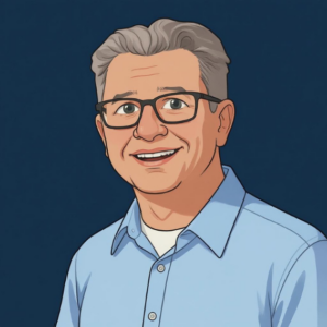 Cartoon afbeelding van Fred, de digitale assistent van Helpdesk Digitale Zorg